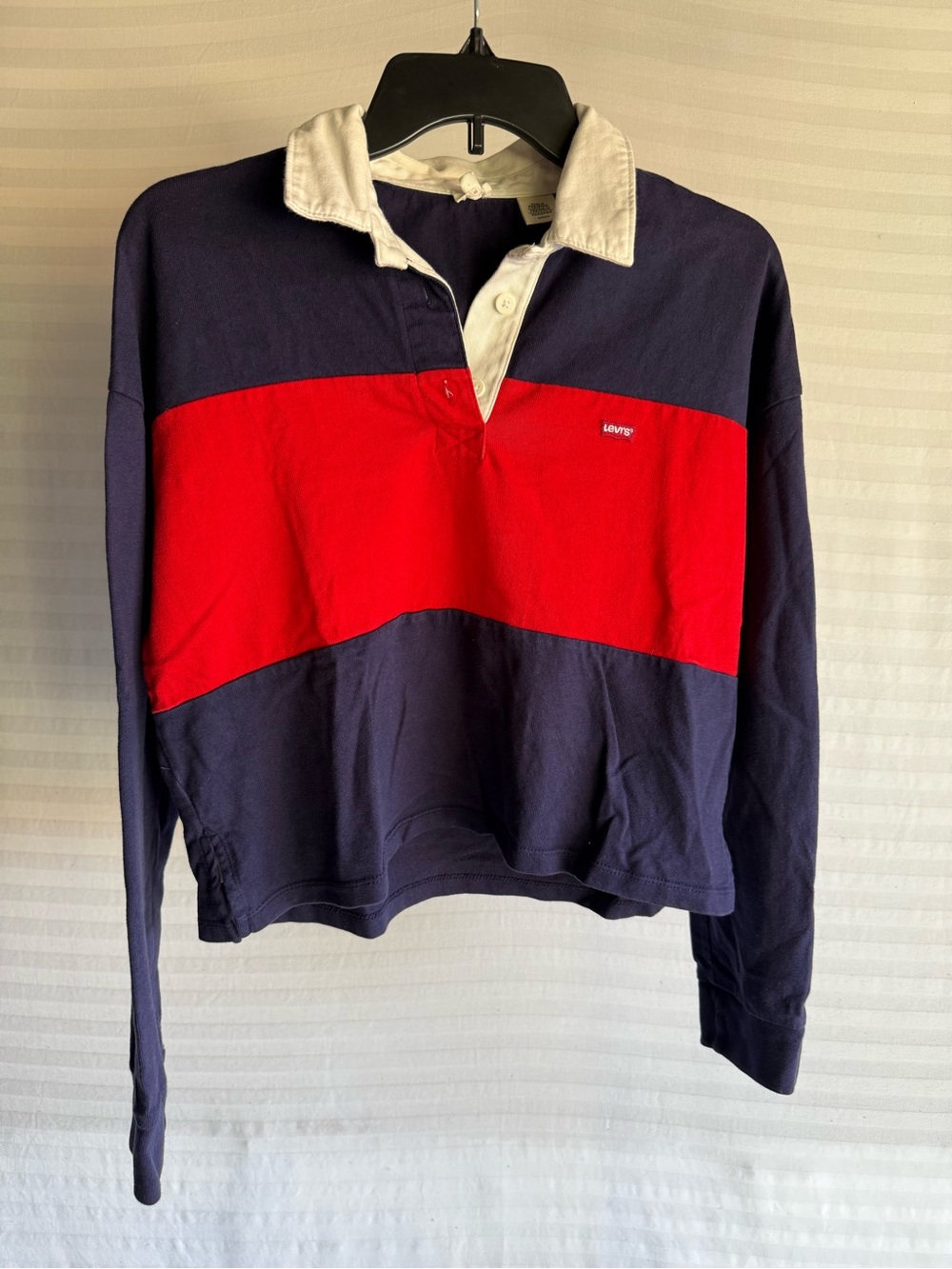 Levi's Cropped Rugby Shirt - Navy & Red